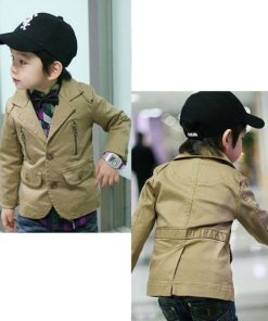 bo0020 เสื้อคลุม/เสื้อแจ๊คเก็ตเด็กผู้ชาย ใส่ออกงานได้ แขนยาวแต่งซิบที่อก 2 ด้าน สีน้ำตาล