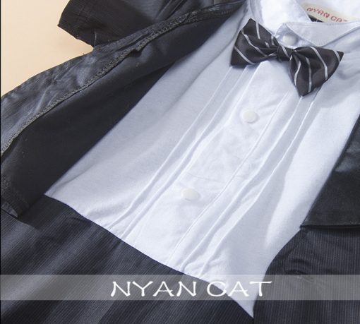 BS0835 ชุดบอดี้สูทเด็กผู้ชาย ออกงาน แขนสั้น แนวสูทปกดำ ติดหูกระต่าย สีดำ