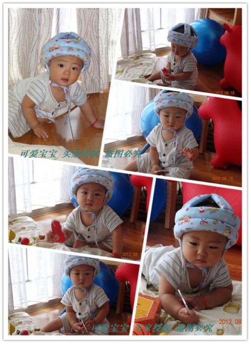 HE0009 หมวกกันน๊อคเด็ก หมวกกันกระแทกเด็ก สีฟ้าลายมิกกี้ Love You (40-53cm)